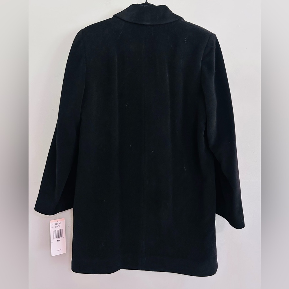 Forecaster of Boston Women Sz 10 Fine Lambswool Black Pea Coat Quiet Luxury - Picture 3 of 6